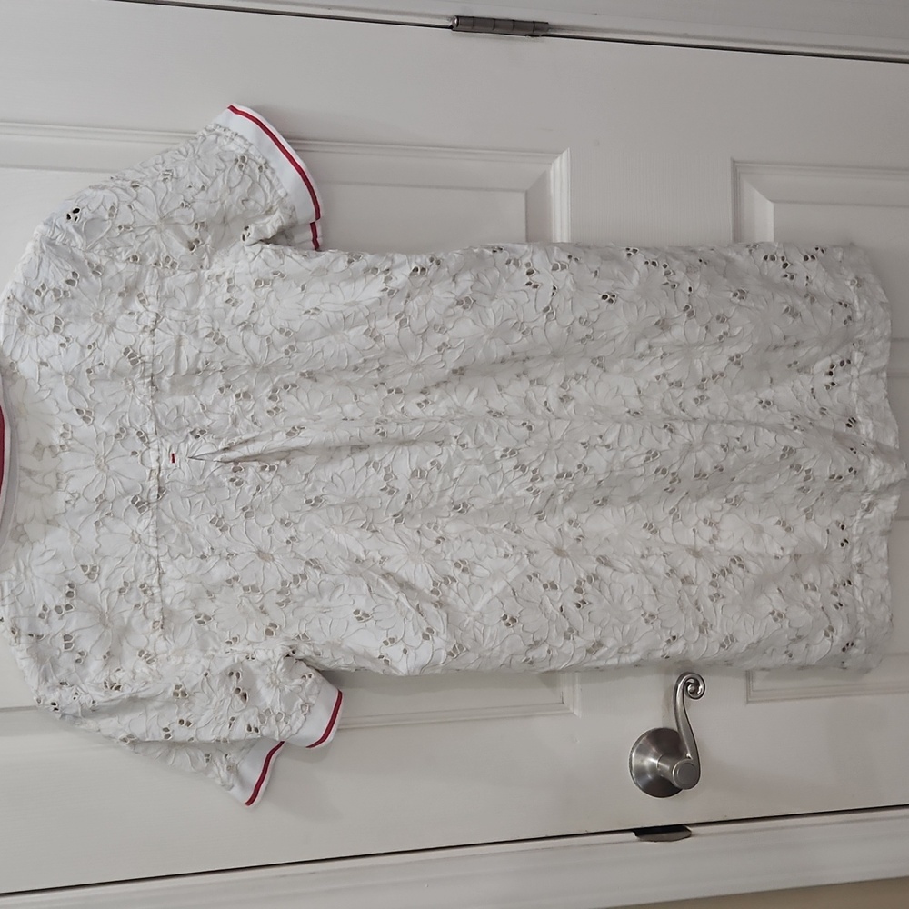 Maeve By Anthropologie White Sonnie Eyelet Tunic Mini Shift Dress Sz Med - Picture 9 of 10